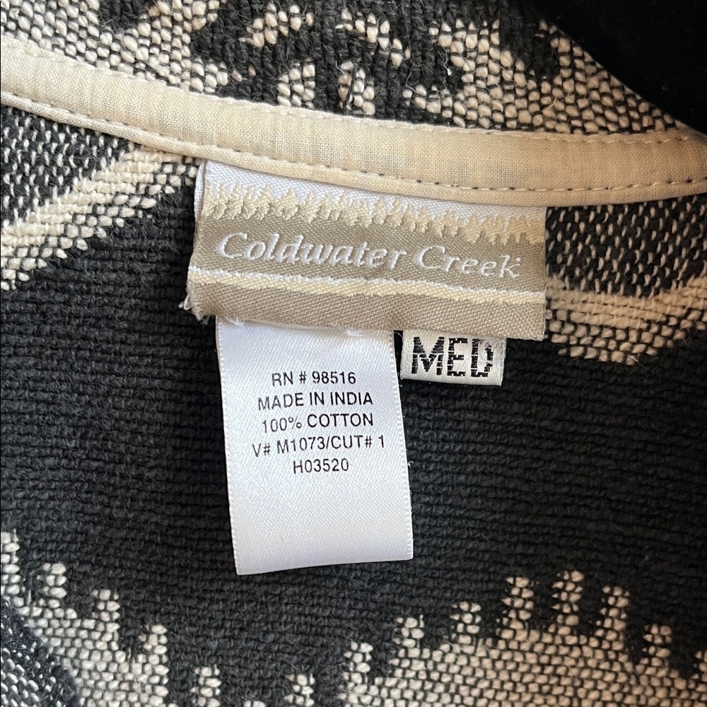 VTG Coldwater Creek Cream/Gray Cotten Tapestry Jacket- Winter Snowflake Pattern - Picture 2 of 6